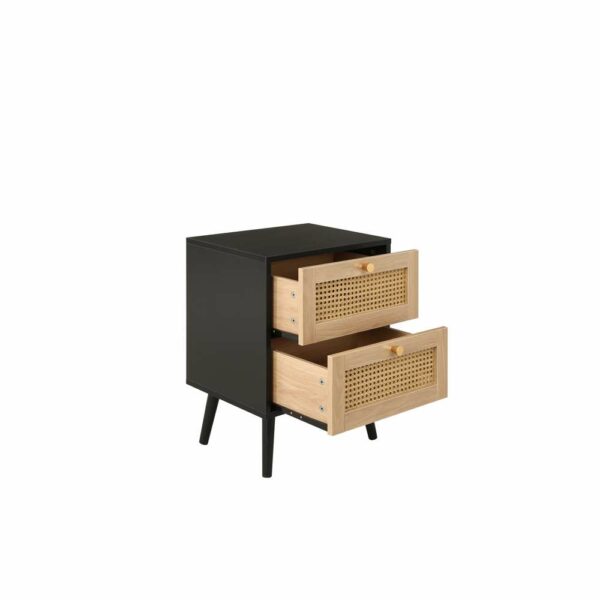 Chigwell 2 Drawer Rattan Bedside Black | Assembly Required