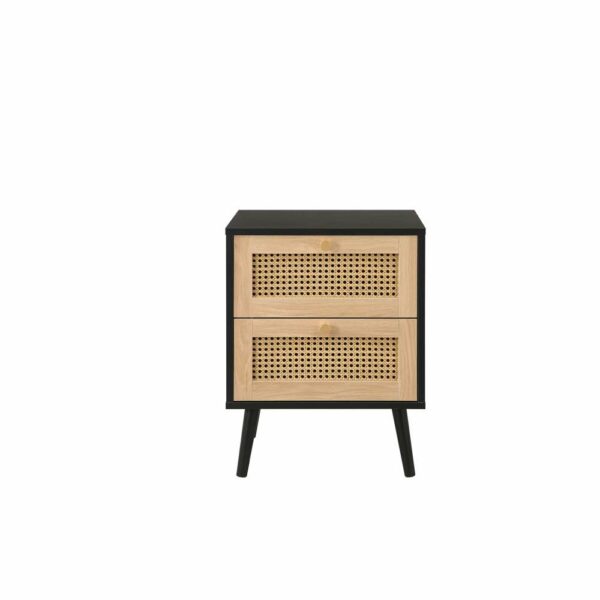 Chigwell 2 Drawer Rattan Bedside Black | Assembly Required