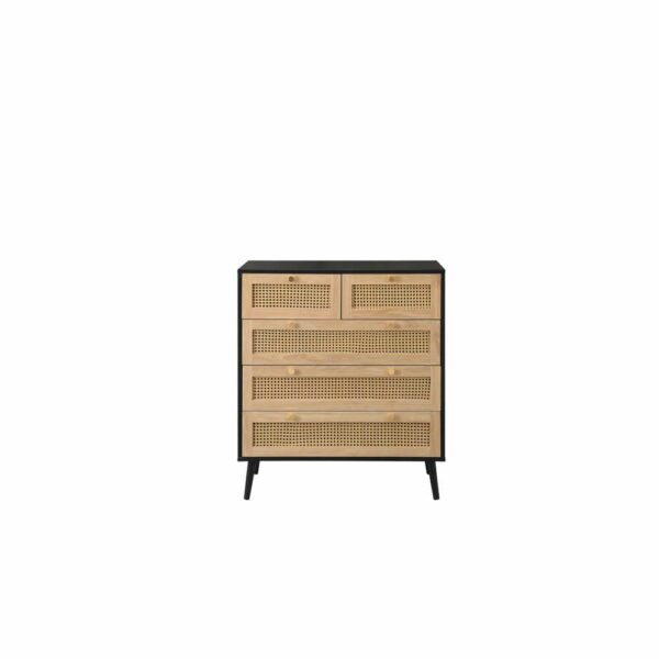 Chigwell 5 Drawer Rattan Chest Black | Assembly Required
