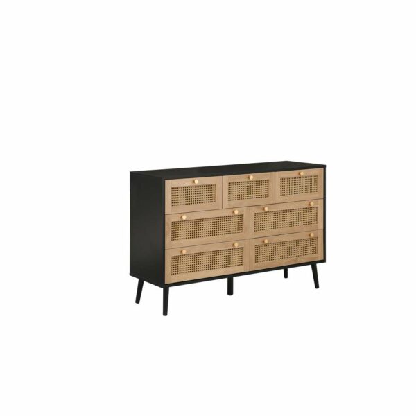 Chigwell 7 Drawer Rattan Chest Black | Assembly Required