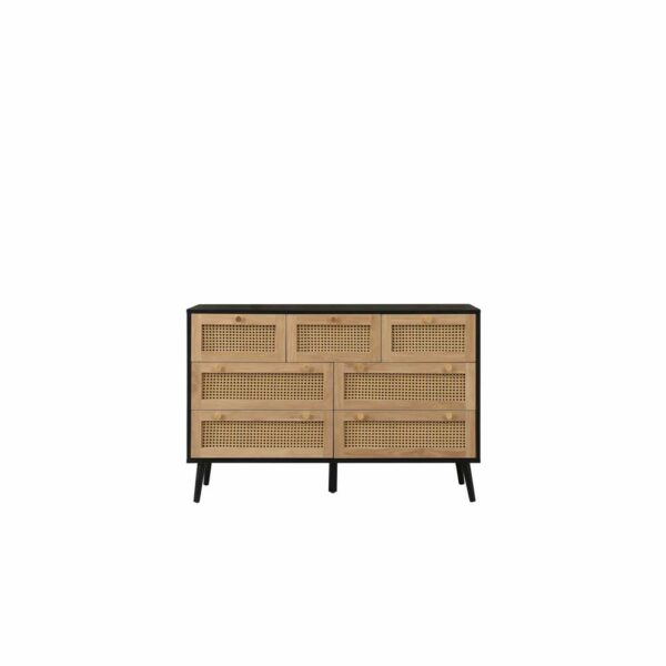 Chigwell 7 Drawer Rattan Chest Black | Assembly Required