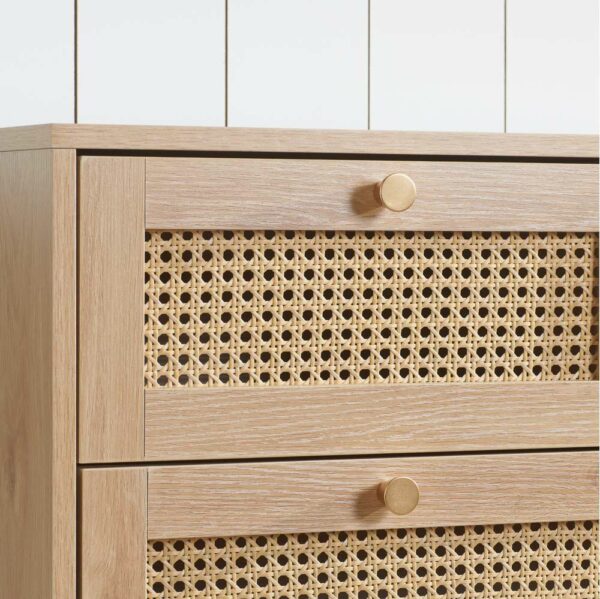 Chigwell 7 Drawer Rattan Chest Oak | Assembly Required | Clearance