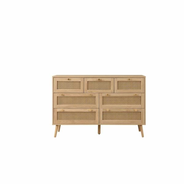Chigwell 7 Drawer Rattan Chest Oak | Assembly Required | Clearance