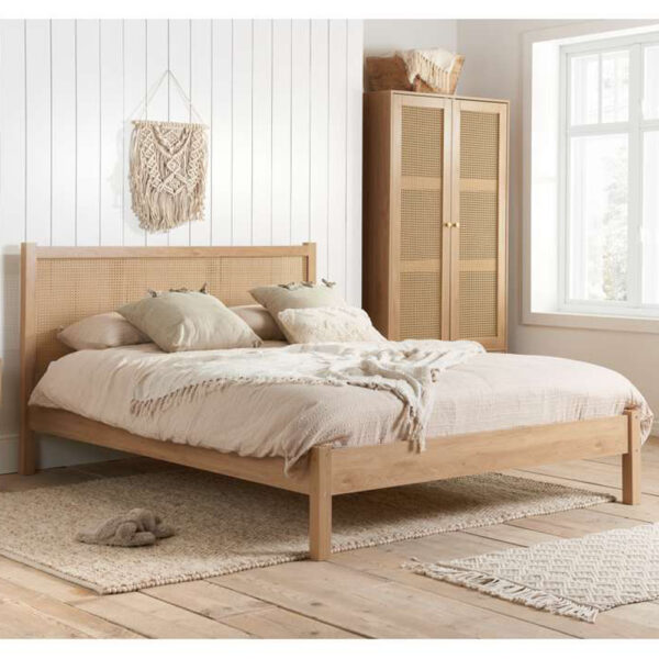 Chigwell King Rattan Bed Oak | Assembly Required