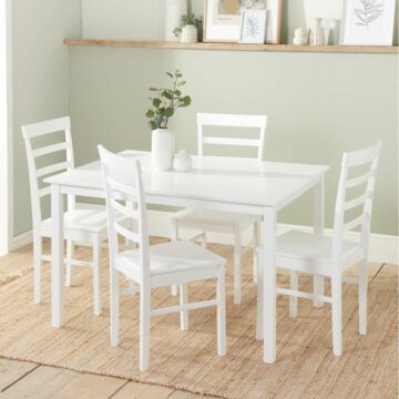 Colindale Rectangle Dining Set with 4 Limehouse Chairs White