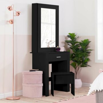 Evelyn 1 Drawer Sliding Mirror Dressing Table Black