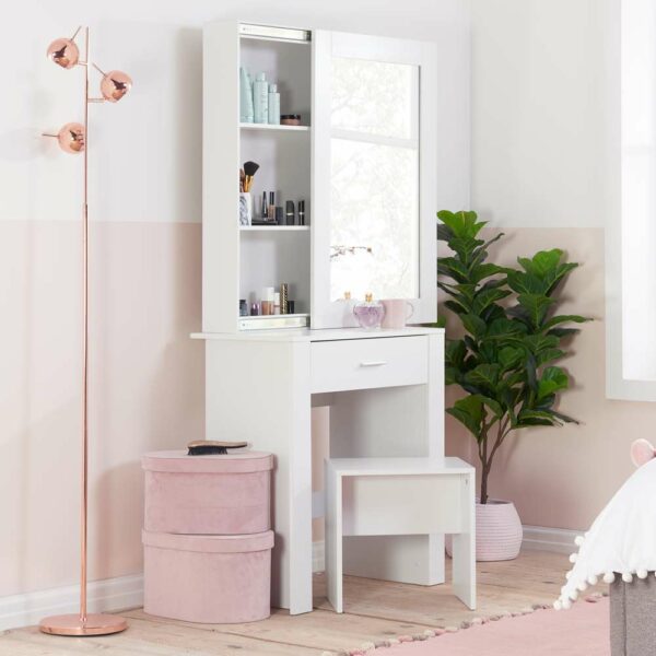Evelyn 1 Drawer Sliding Mirror Dressing Table White