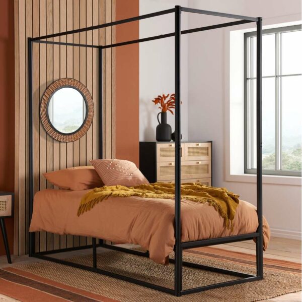 Farringdon Single Metal 4 Poster Bed Black