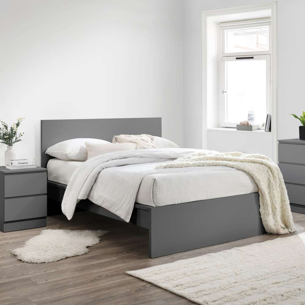Hoxton King Bed Grey Assembly Required Oak World