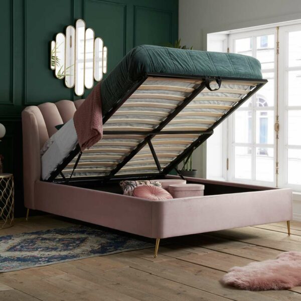 Lottie Double Ottoman Bed Pink