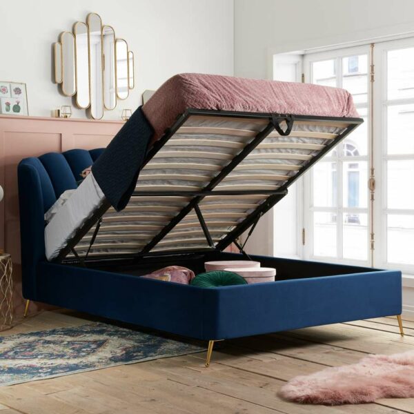 Lottie King Ottoman Bed Midnight Blue