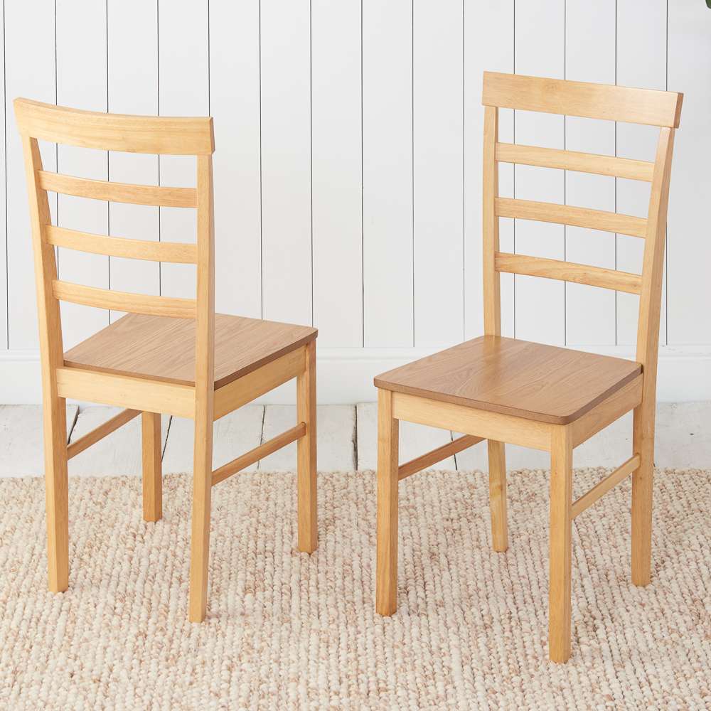 Pair of Limehouse Ladder Back Chairs Oak Assembly Required Oak World