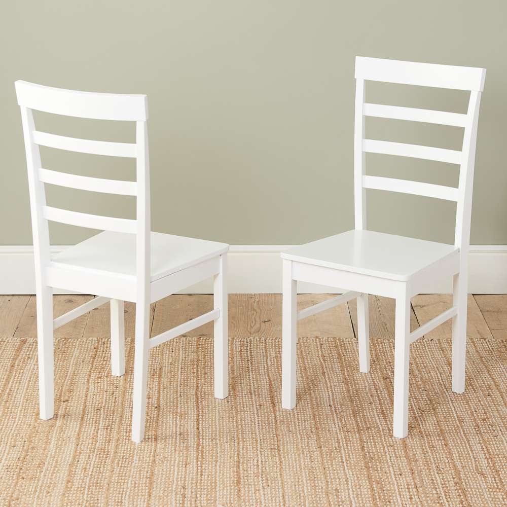 Pair of Limehouse Ladder Back Chairs White Assembly Required Oak World