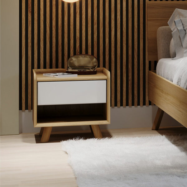 White Woodside Oak Bedside 1 Drawer | Assembly Required