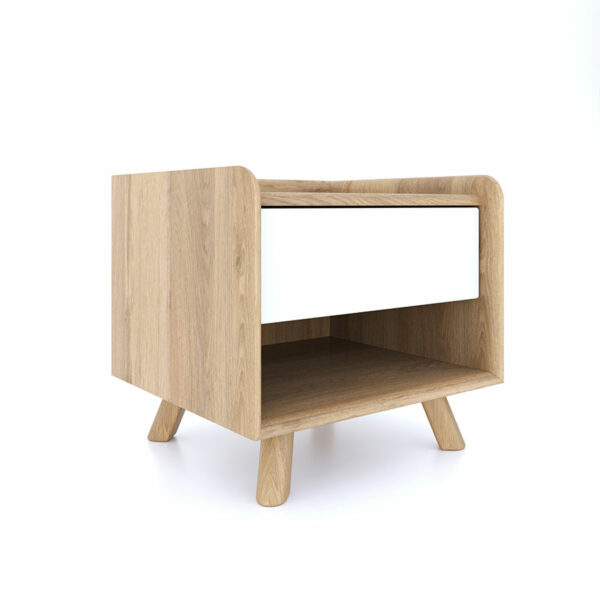 White Woodside Oak Bedside 1 Drawer | Assembly Required