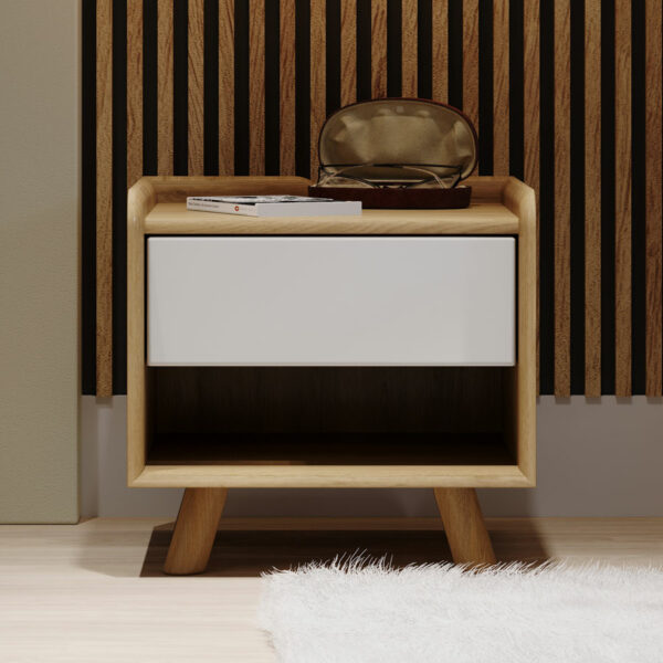 White Woodside Oak Bedside 1 Drawer | Assembly Required