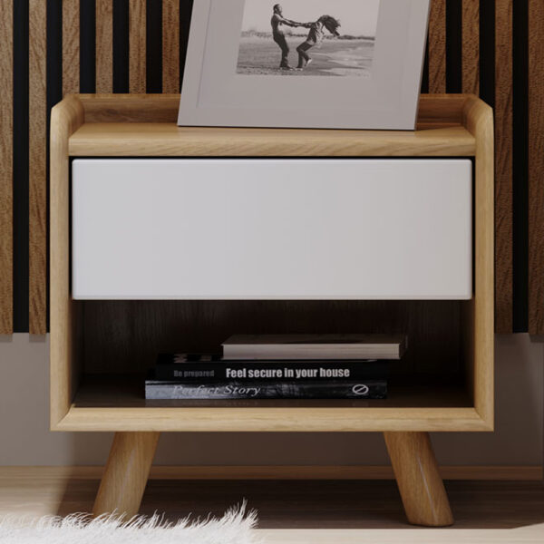 White Woodside Oak Bedside 1 Drawer | Assembly Required