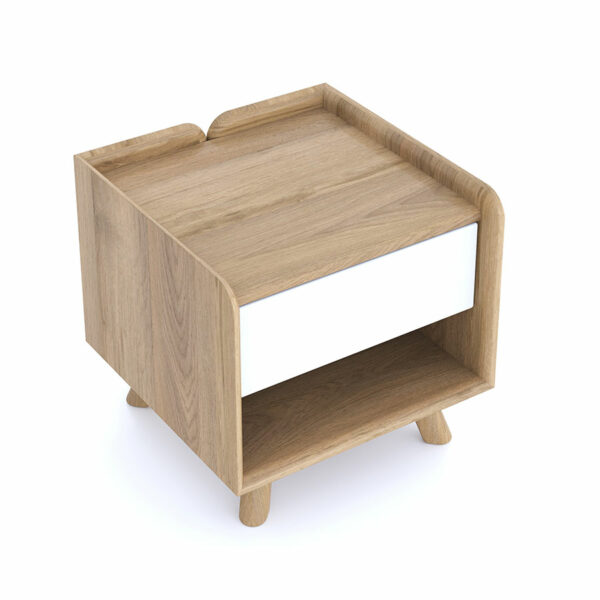 White Woodside Oak Bedside 1 Drawer | Assembly Required