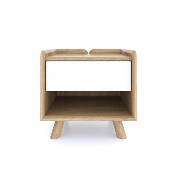White Woodside Oak Bedside 1 Drawer | Assembly Required
