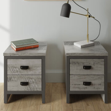 Fenway 2 Drawer Bedside Table Pair | Assembly Required Grey
