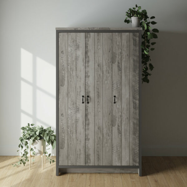 Fenway 3 Door Wardrobe | Assembly Required Grey