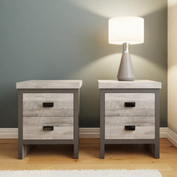 Fenway Grey Pair of 2 Drawer Bedside Tables