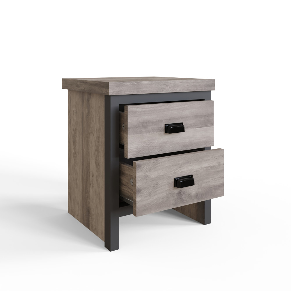 Fenway Grey Pair of 2 Drawer Bedside Tables