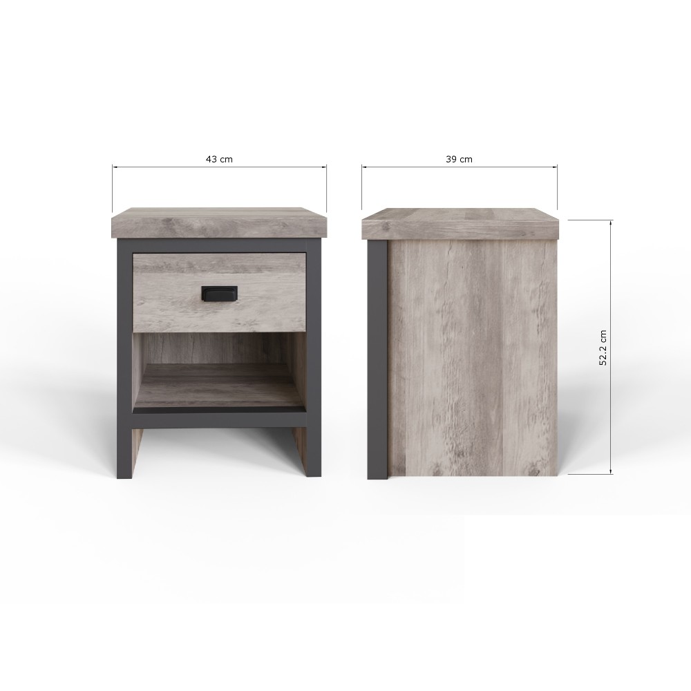 Fenway Grey Pair of 2 Drawer Bedside Tables