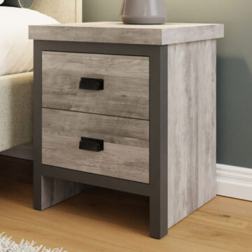 Fenway Grey 2 Drawer Bedside Table