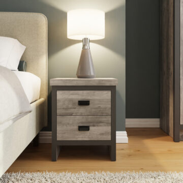Fenway Grey 2 Drawer Bedside Table
