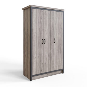 Fenway Grey 3 Door Wardrobe