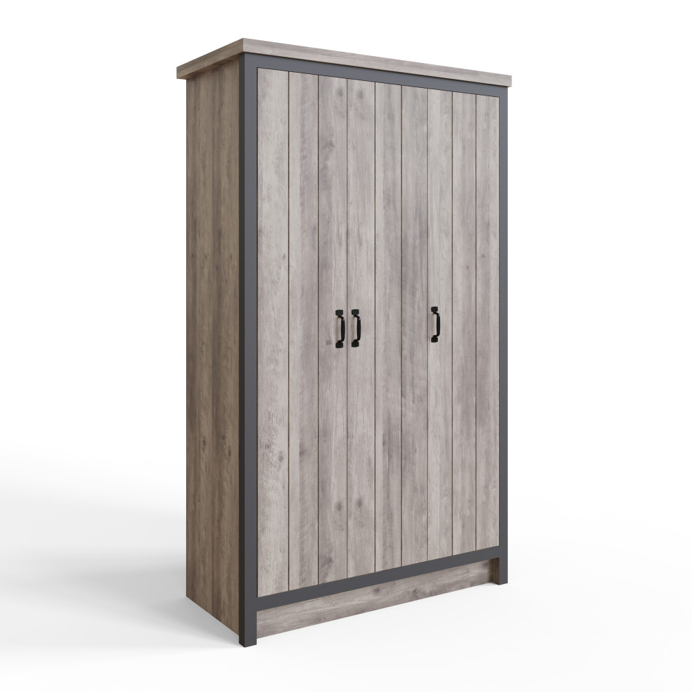 Fenway Grey 3 Door Wardrobe