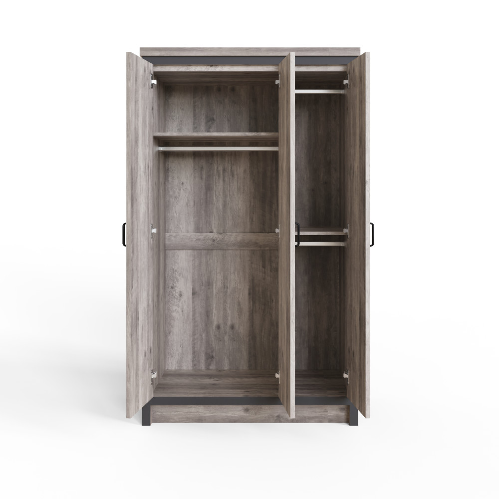 Fenway Grey 3 Door Wardrobe