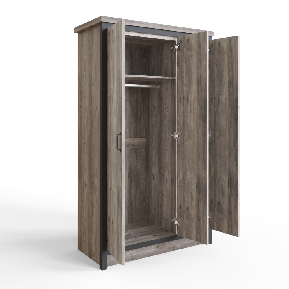 Fenway Grey 3 Door Wardrobe