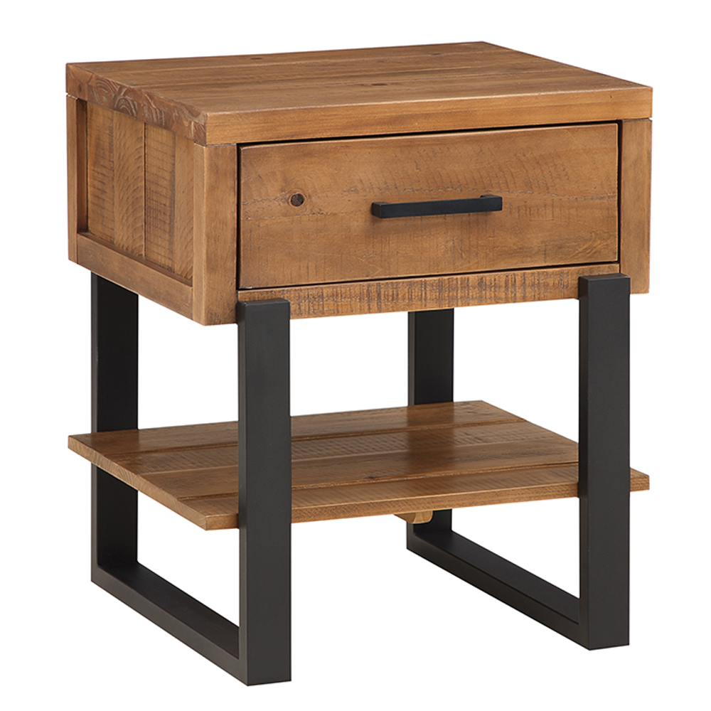 Industrial end table with drawer discount