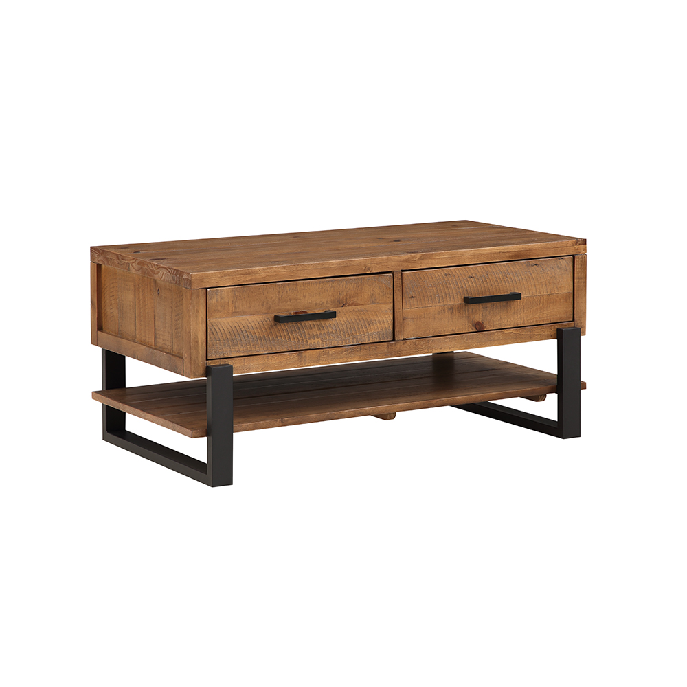 Barnsbury Rustic Coffee Table + Drawer Self Assembly Oak World