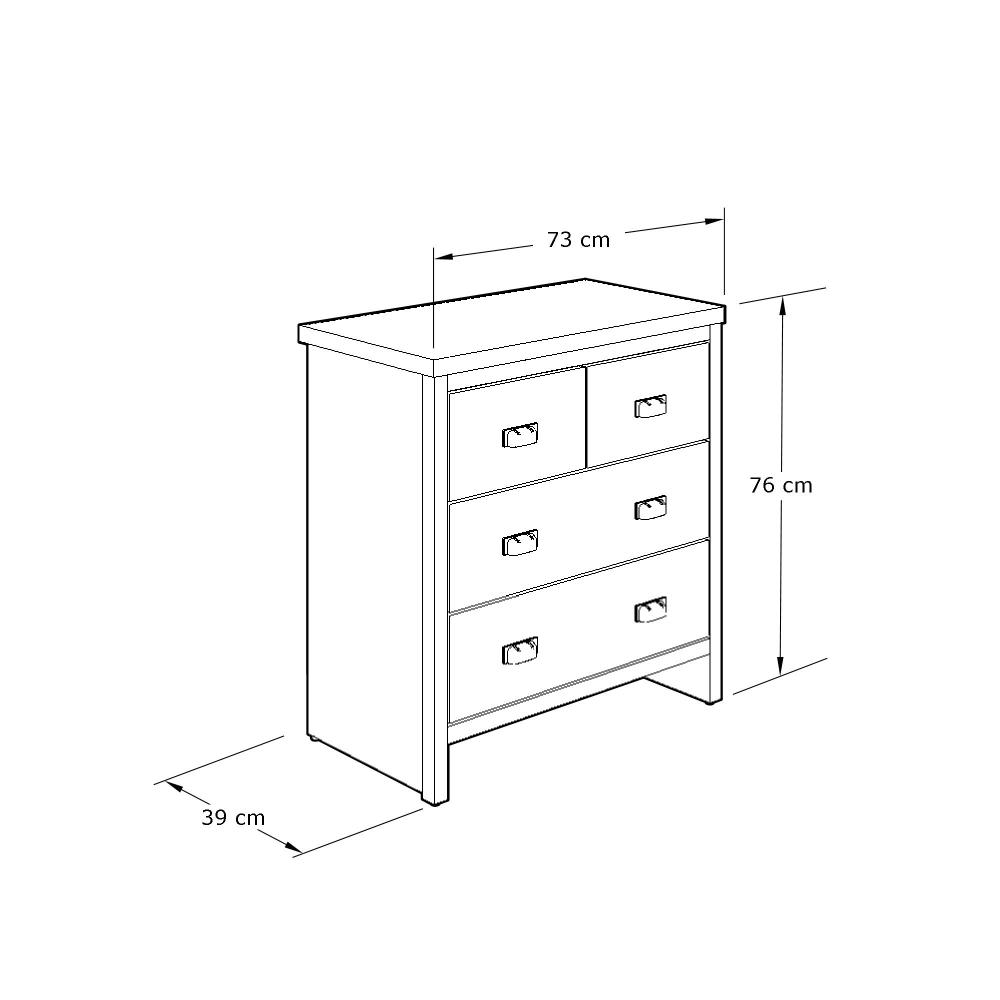 Fenway 2 over 2 Chest of Drawers Grey Self Assembly Oak World