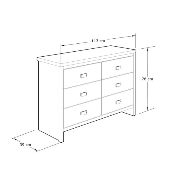 Fenway 6 Drawer Chest of Drawers | Grey | Self Assembly