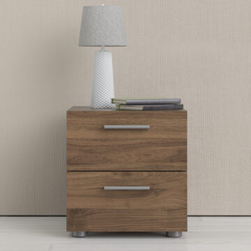 Rossi Bedside 2 Drawers in Walnut | Self Assembly | Clearance