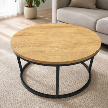 Ares Black Round Coffee Table | Assembled