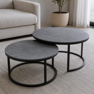 Artemis Round Nest of Coffee Tables | Assembled Grey