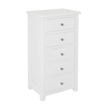 Geneva White 5 Drawer Narrow Chest | Assembled