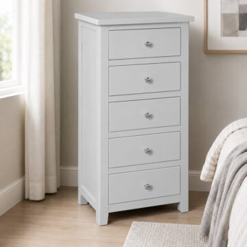 Geneva Grey 5 Drawer Narrow Chest | Assembled