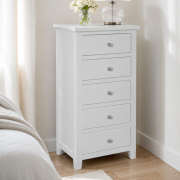 Geneva Painted 5 Drawer Narrow Chest - Grey | Assembled