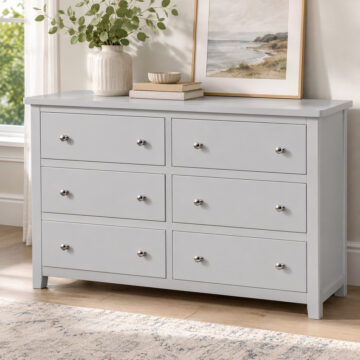 Geneva Painted 6 Drawer Wide Chest - Grey | Assembled