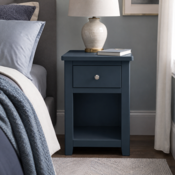 Geneva Blue 1 Drawer Bedside Table | Assembled
