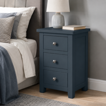Geneva Blue 3 Drawer Bedside Table | Assembled