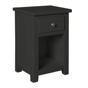 Geneva Black 1 Drawer Bedside Table | Assembled