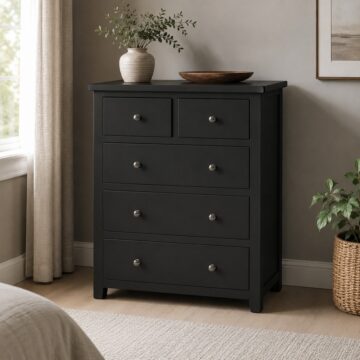 Black Geneva Painted 2+3 Drawer Chest - Charcoal | Assembled | Clearance