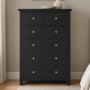 Black Geneva Painted 2+4 Drawer Chest - Charcoal | Assembled